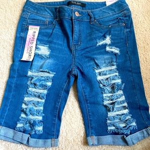 New Wax jeans L.A. ripped denim Bermuda shorts